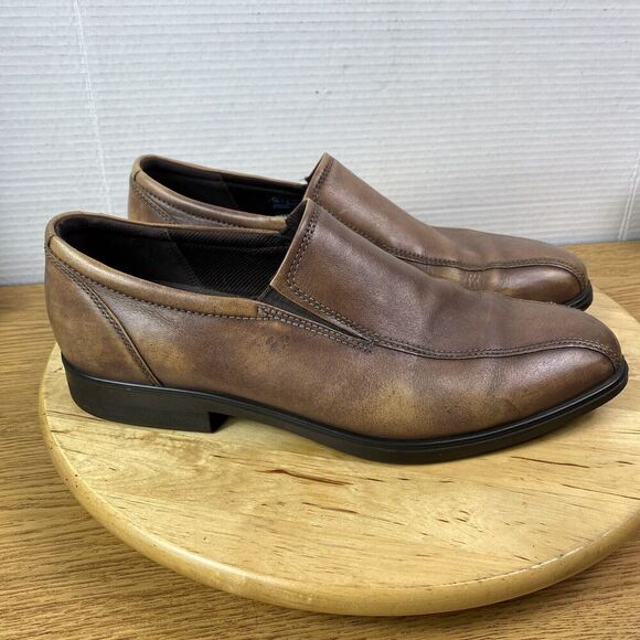 ECCO Slip On Leather Loafer Dress Shoes Distressed Brown Casual Men’s 10 US A61 main image 12